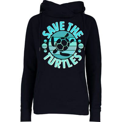 Vintage Save The Turtles Womens Funnel Neck Pullover Hood