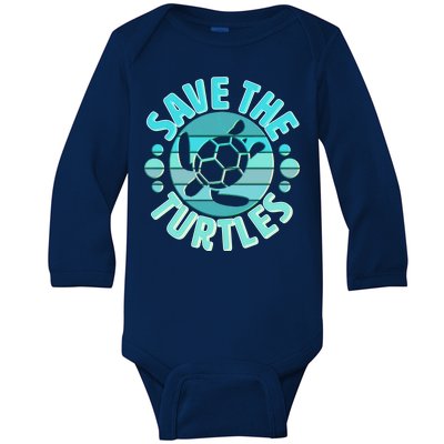 Vintage Save The Turtles Baby Long Sleeve Bodysuit