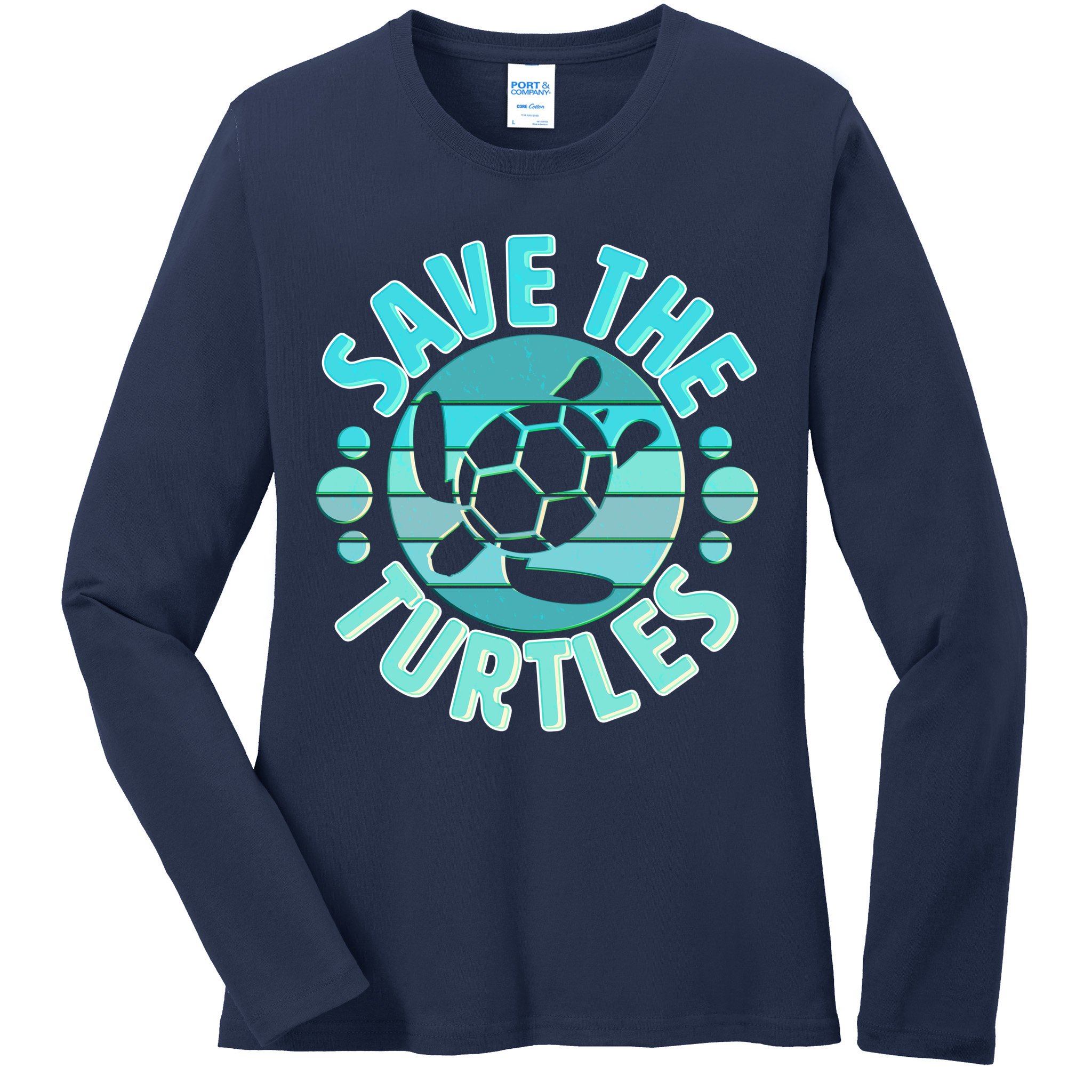Vintage Save The Turtles Ladies Long Sleeve Shirt