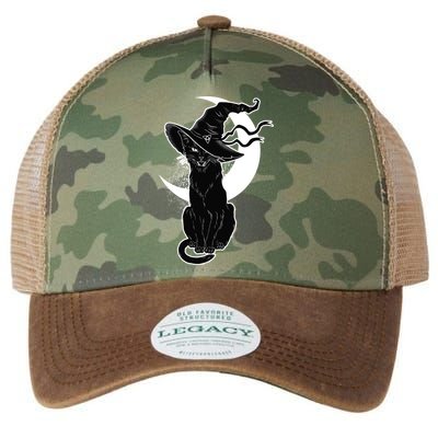 Vintage Scary Halloween Black Cat Moon Witch Legacy Tie Dye Trucker Hat