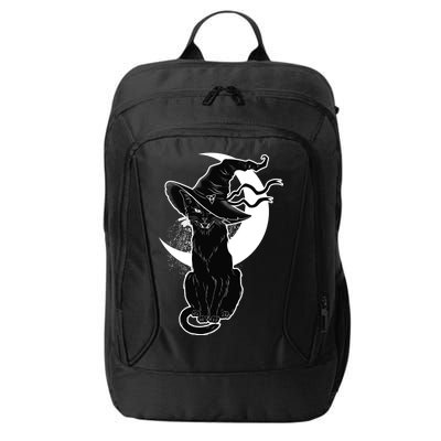 Vintage Scary Halloween Black Cat Moon Witch City Backpack