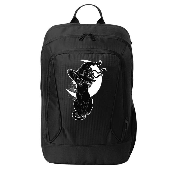 Vintage Scary Halloween Black Cat Moon Witch City Backpack