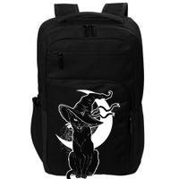 Vintage Scary Halloween Black Cat Moon Witch Impact Tech Backpack