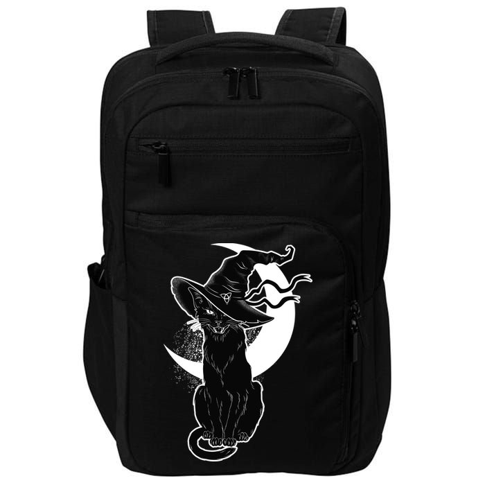 Vintage Scary Halloween Black Cat Moon Witch Impact Tech Backpack