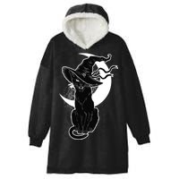 Vintage Scary Halloween Black Cat Moon Witch Hooded Wearable Blanket