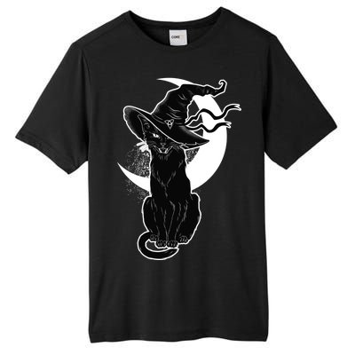 Vintage Scary Halloween Black Cat Moon Witch Tall Fusion ChromaSoft Performance T-Shirt