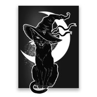 Vintage Scary Halloween Black Cat Moon Witch Poster