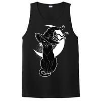 Vintage Scary Halloween Black Cat Moon Witch PosiCharge Competitor Tank