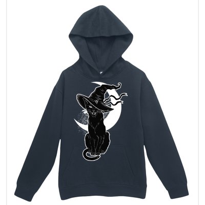 Vintage Scary Halloween Black Cat Moon Witch Urban Pullover Hoodie