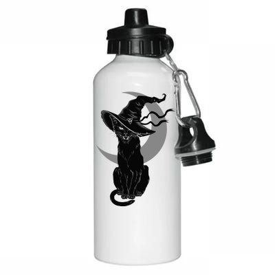 Vintage Scary Halloween Black Cat Moon Witch Aluminum Water Bottle