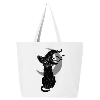 Vintage Scary Halloween Black Cat Moon Witch 25L Jumbo Tote