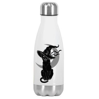 Vintage Scary Halloween Black Cat Moon Witch Stainless Steel Insulated Water Bottle