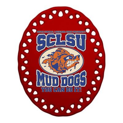 Vintage SCLSU Mud Dogs Classic Football Ceramic Oval Ornament