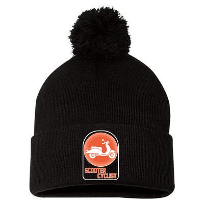 Vintage Scooter Cyclist Pom Pom 12in Knit Beanie
