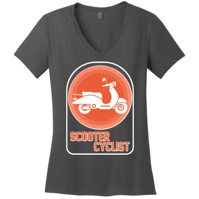 Vintage Scooter Cyclist Women's V-Neck T-Shirt