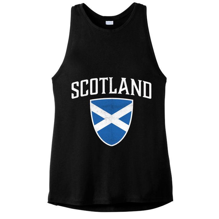 Vintage Scotland Flag Crest Shield Ladies PosiCharge Tri-Blend Wicking Tank
