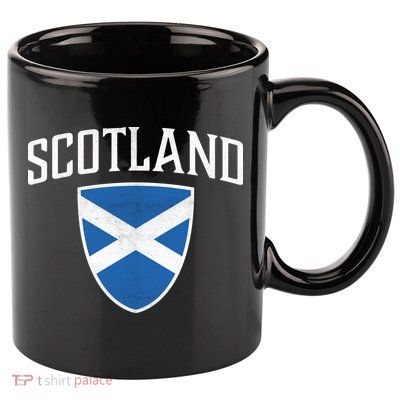 Vintage Scotland Flag Crest Shield 11oz C Handle Ceramic Mug