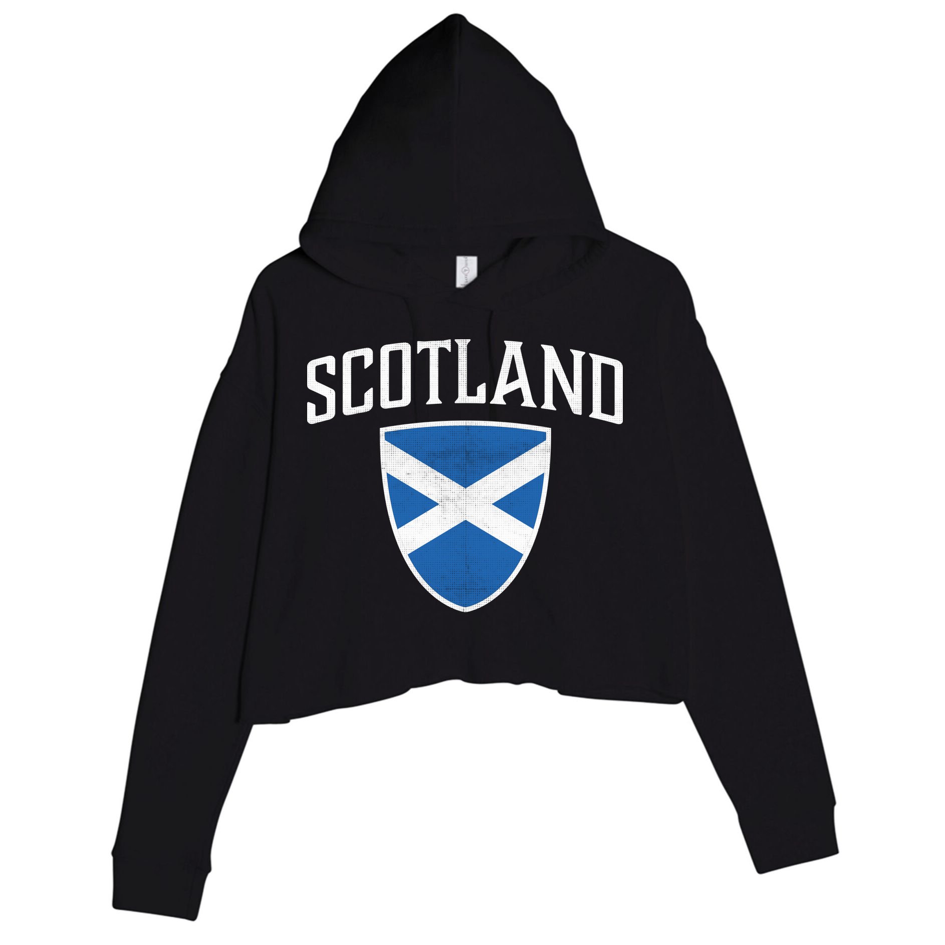 Vintage Scotland Flag Crest Shield Crop Fleece Hoodie