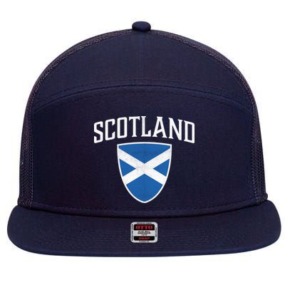 Vintage Scotland Flag Crest Shield 7 Panel Mesh Trucker Snapback Hat