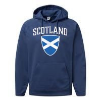 Vintage Scotland Flag Crest Shield Performance Fleece Hoodie