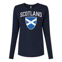 Vintage Scotland Flag Crest Shield Womens Cotton Relaxed Long Sleeve T-Shirt