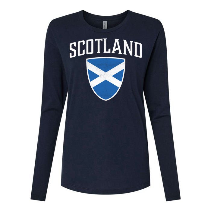 Vintage Scotland Flag Crest Shield Womens Cotton Relaxed Long Sleeve T-Shirt