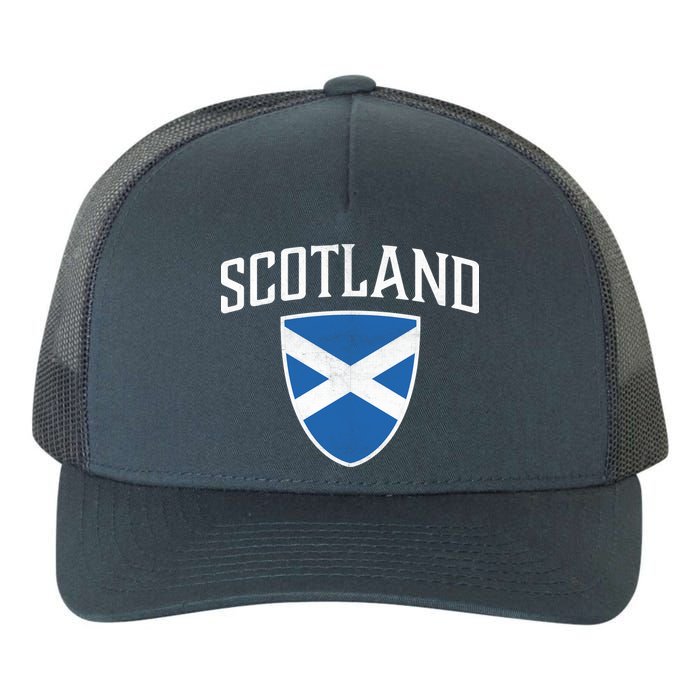 Vintage Scotland Flag Crest Shield Yupoong Adult 5-Panel Trucker Hat