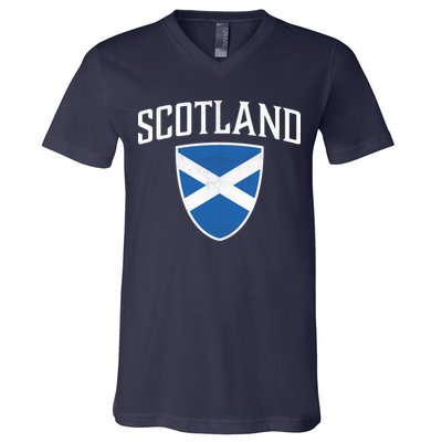 Vintage Scotland Flag Crest Shield V-Neck T-Shirt