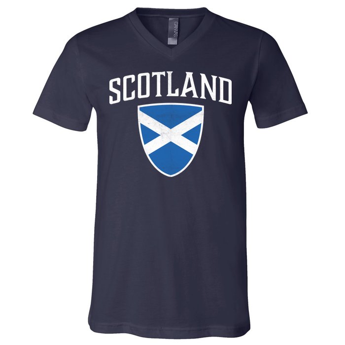 Vintage Scotland Flag Crest Shield V-Neck T-Shirt