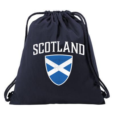 Vintage Scotland Flag Crest Shield Drawstring Bag
