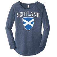 Vintage Scotland Flag Crest Shield Women's Perfect Tri Tunic Long Sleeve Shirt