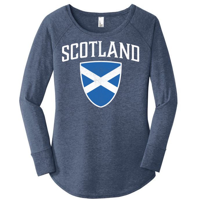 Vintage Scotland Flag Crest Shield Women's Perfect Tri Tunic Long Sleeve Shirt