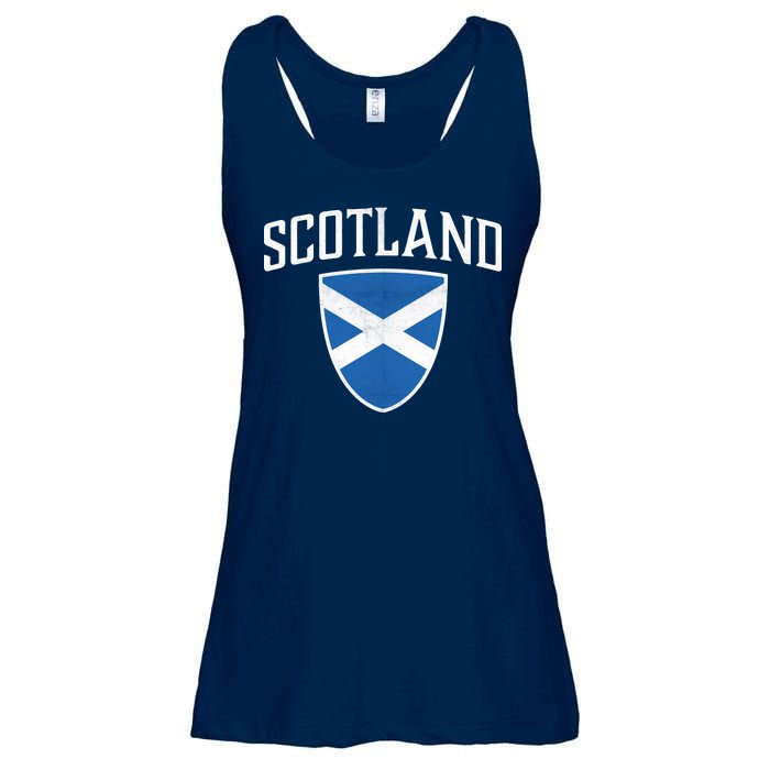 Vintage Scotland Flag Crest Shield Ladies Essential Flowy Tank