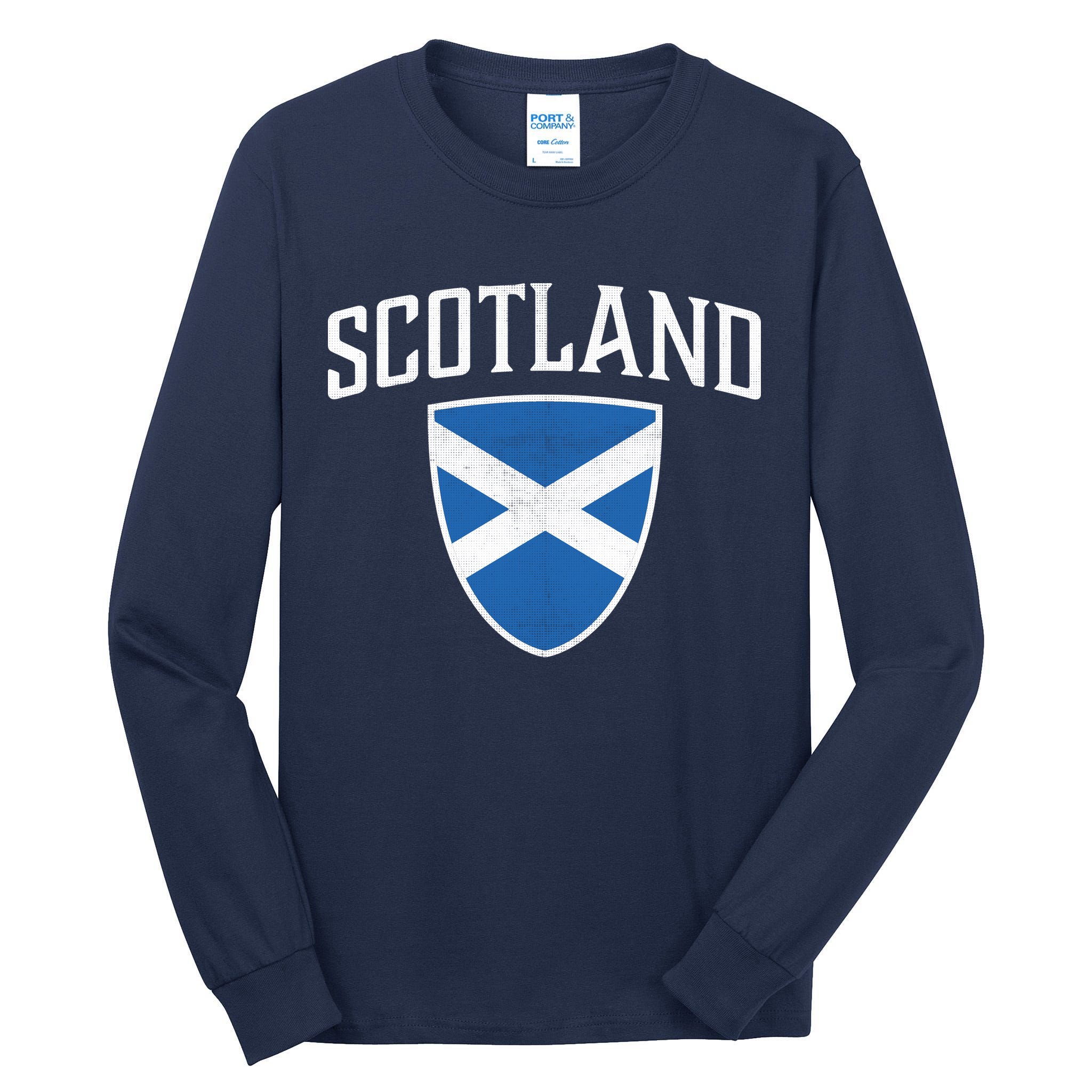 Vintage Scotland Flag Crest Shield Tall Long Sleeve T-Shirt