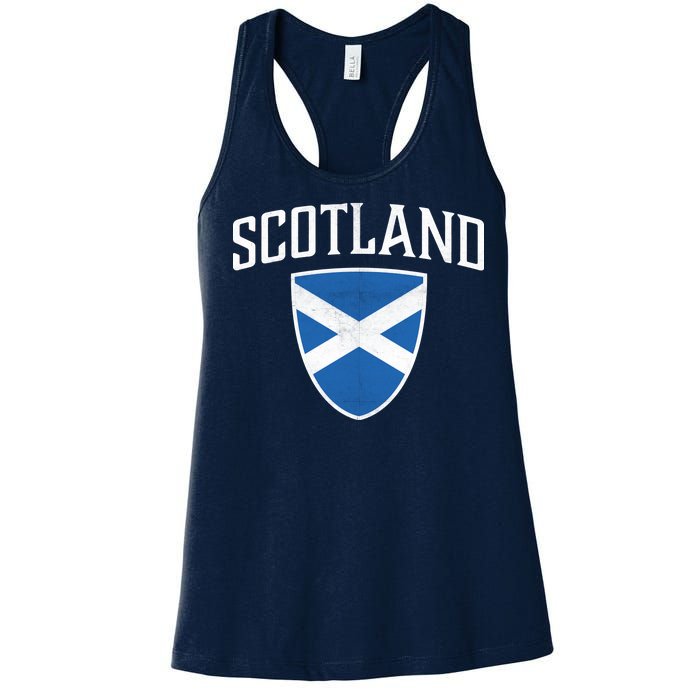 Vintage Scotland Flag Crest Shield Women's Racerback Tank