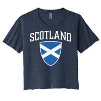 Vintage Scotland Flag Crest Shield Women's Crop Top Tee