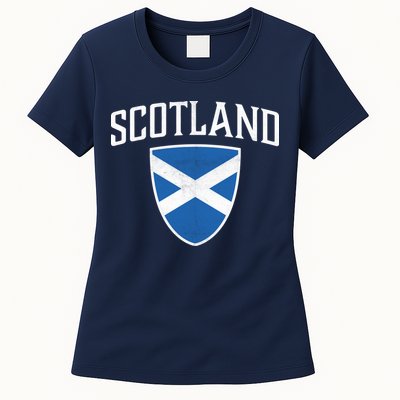 Vintage Scotland Flag Crest Shield Womens T-Shirt