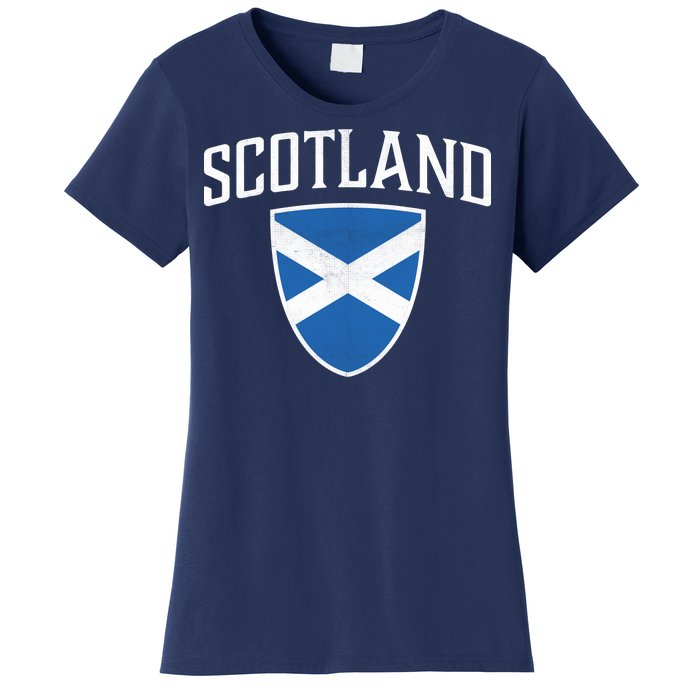 Vintage Scotland Flag Crest Shield Women's T-Shirt