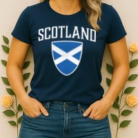 Vintage Scotland Flag Crest Shield Womens T-Shirt
