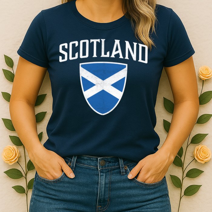 Vintage Scotland Flag Crest Shield Womens T-Shirt