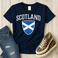 Vintage Scotland Flag Crest Shield Womens T-Shirt