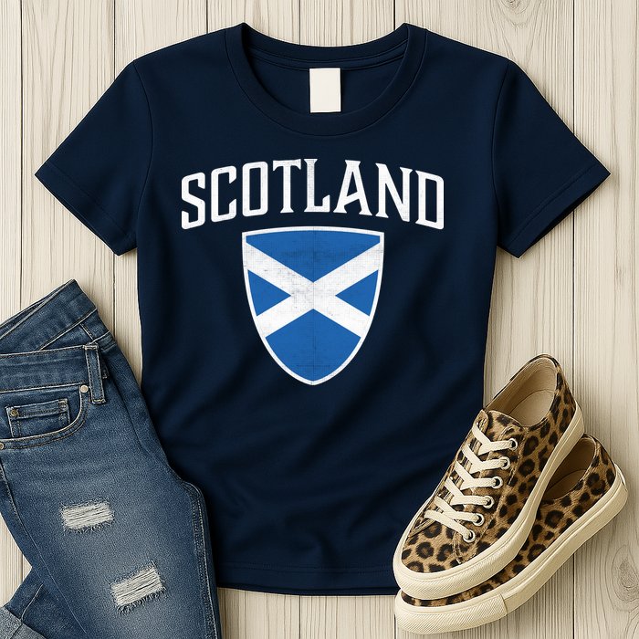 Vintage Scotland Flag Crest Shield Womens T-Shirt