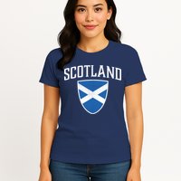 Vintage Scotland Flag Crest Shield Womens T-Shirt