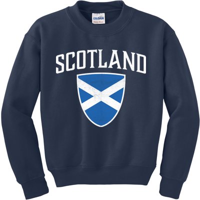 Vintage Scotland Flag Crest Shield Kids Sweatshirt