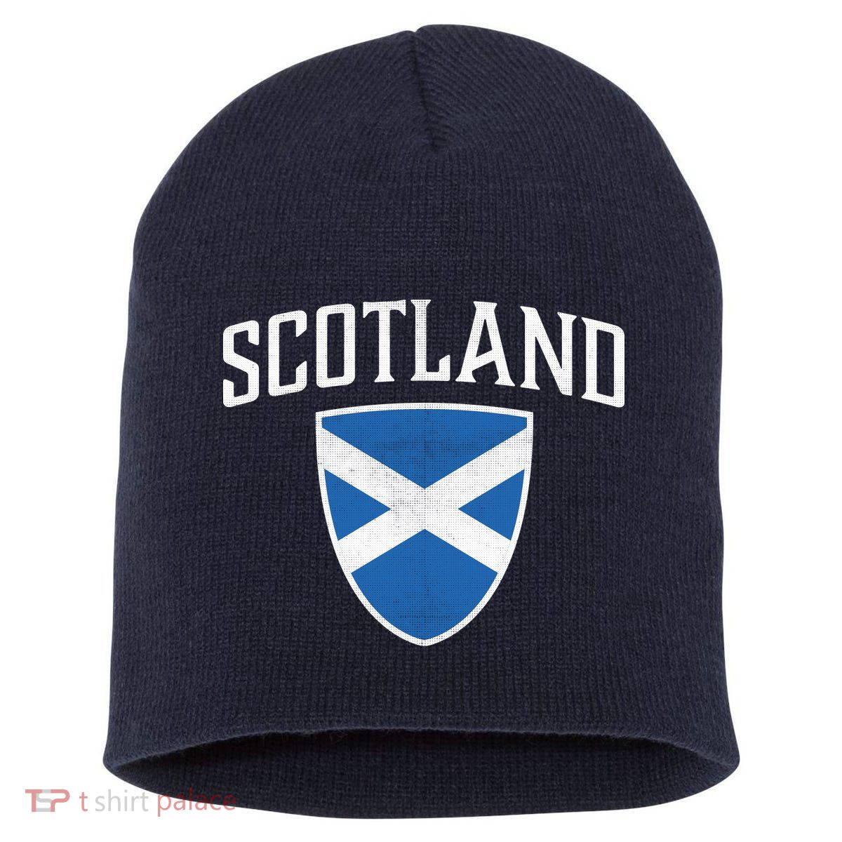 Vintage Scotland Flag Crest Shield Short Acrylic Beanie