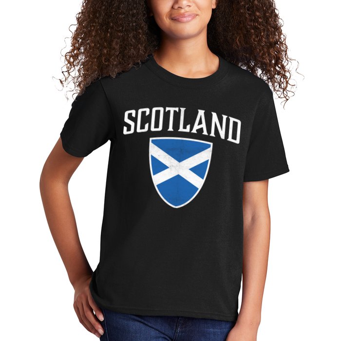 Vintage Scotland Flag Crest Shield Kids T-Shirt