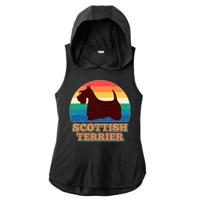 Vintage Scottish Terrier  Ladies PosiCharge Tri-Blend Wicking Draft Hoodie Tank