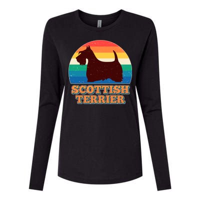 Vintage Scottish Terrier  Womens Cotton Relaxed Long Sleeve T-Shirt