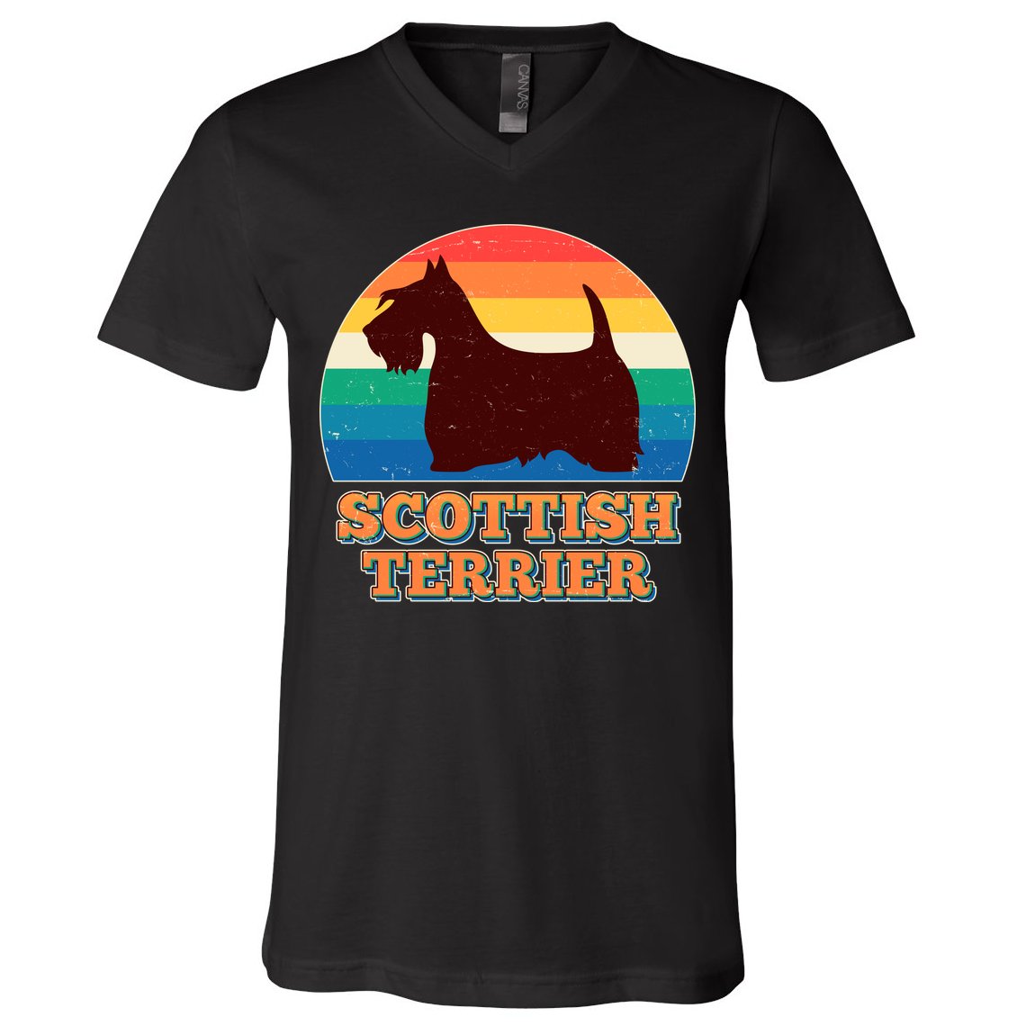 Vintage Scottish Terrier  V-Neck T-Shirt