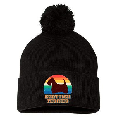 Vintage Scottish Terrier  Pom Pom 12in Knit Beanie
